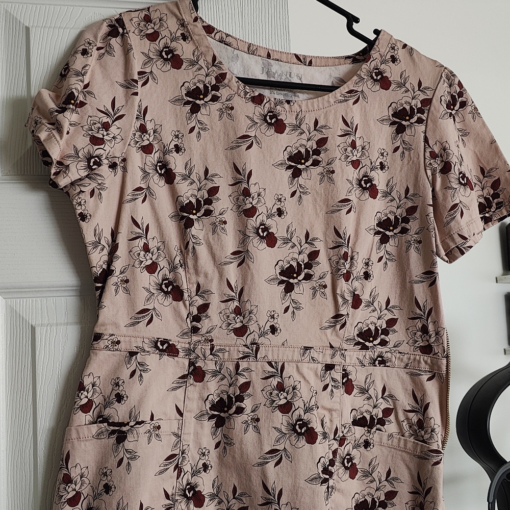 Blush Pink Peplum Sundress with Flutter Sleeves